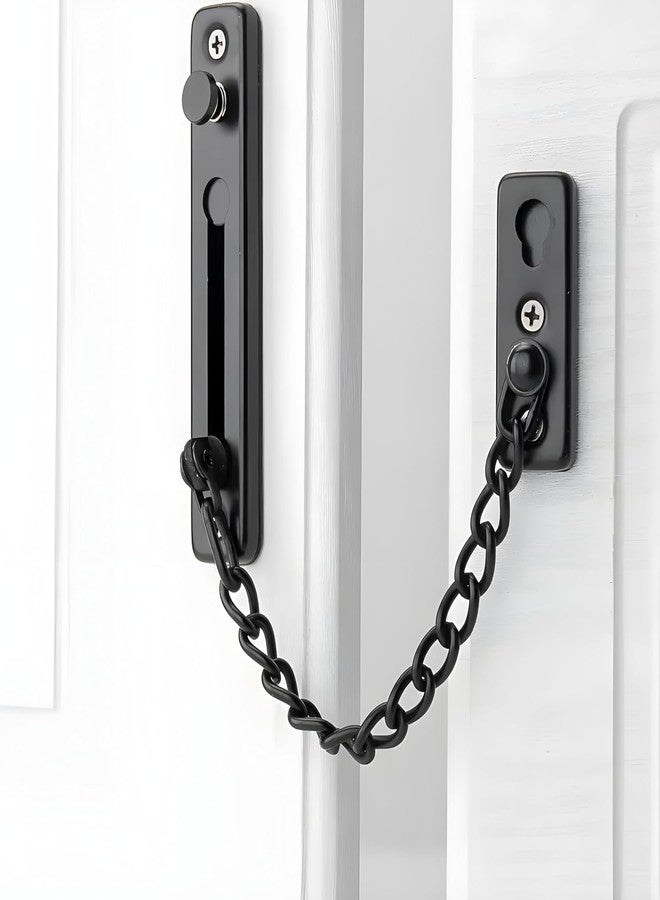 Boniry Premium Door Latch, Door Chain Lock for Main Door - Ideal for Bedroom, Bathroom, Sliding Doors, Safety and Portable Use - Includes 360 Degree Eye Viewer (Black) - Image 1